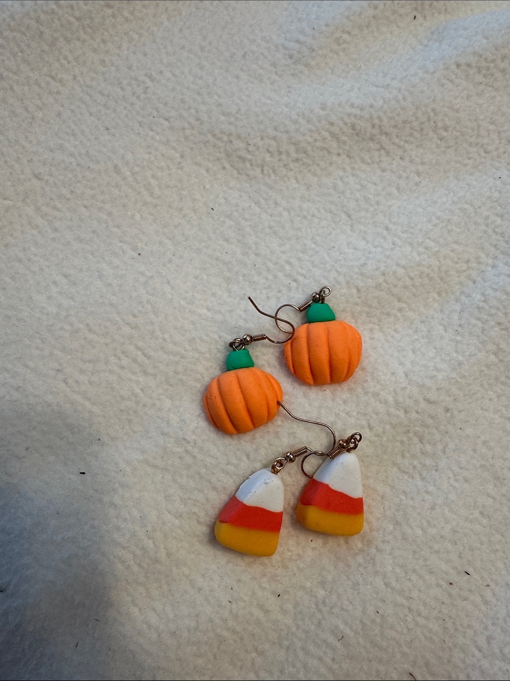 Handmade Orange Pumpkin & Candy Corn Earrings - Seasonal Fall Accessories